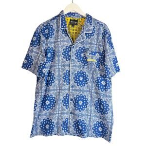 Dogg Supply Shirt Mens Large Blue Paisley Bandana Button Up Snoop Dogg